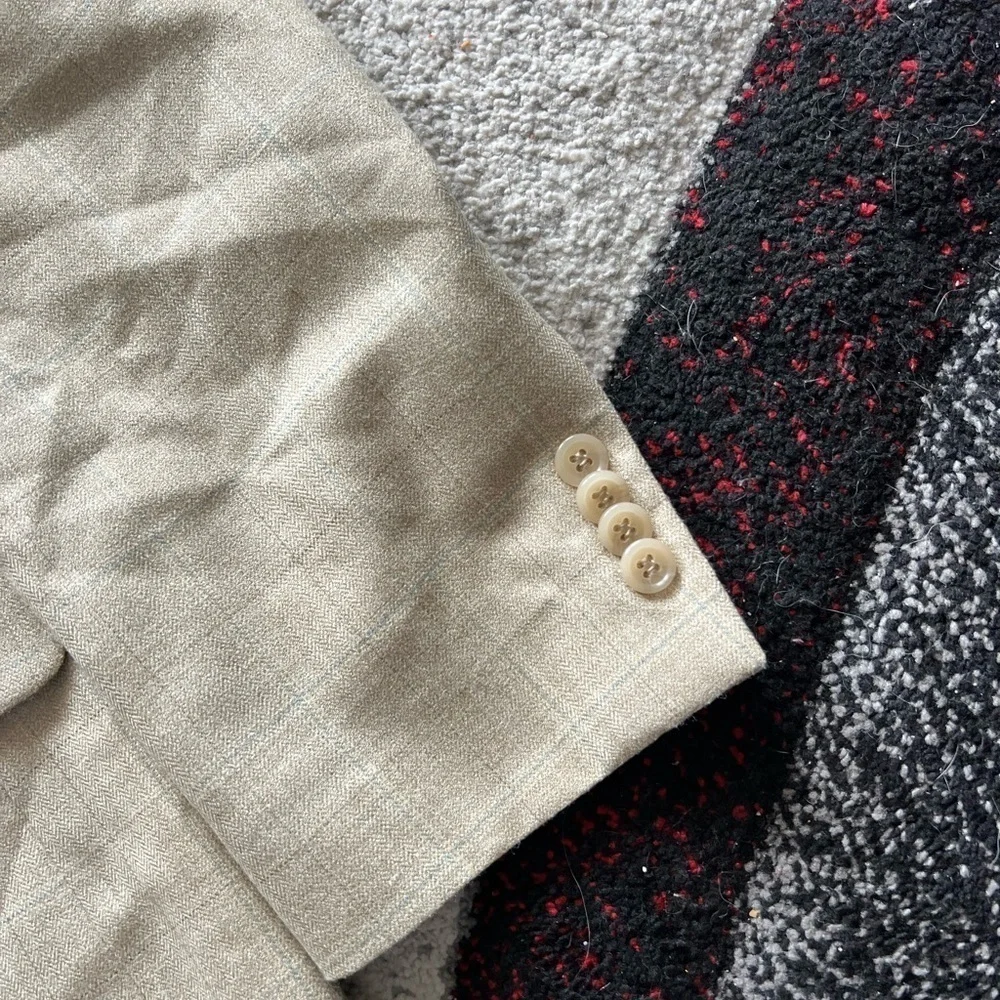 Michael Kors Beige Silk Blend Windowpane Print Sportcoat